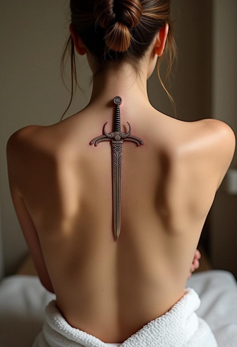 sword back tattoo