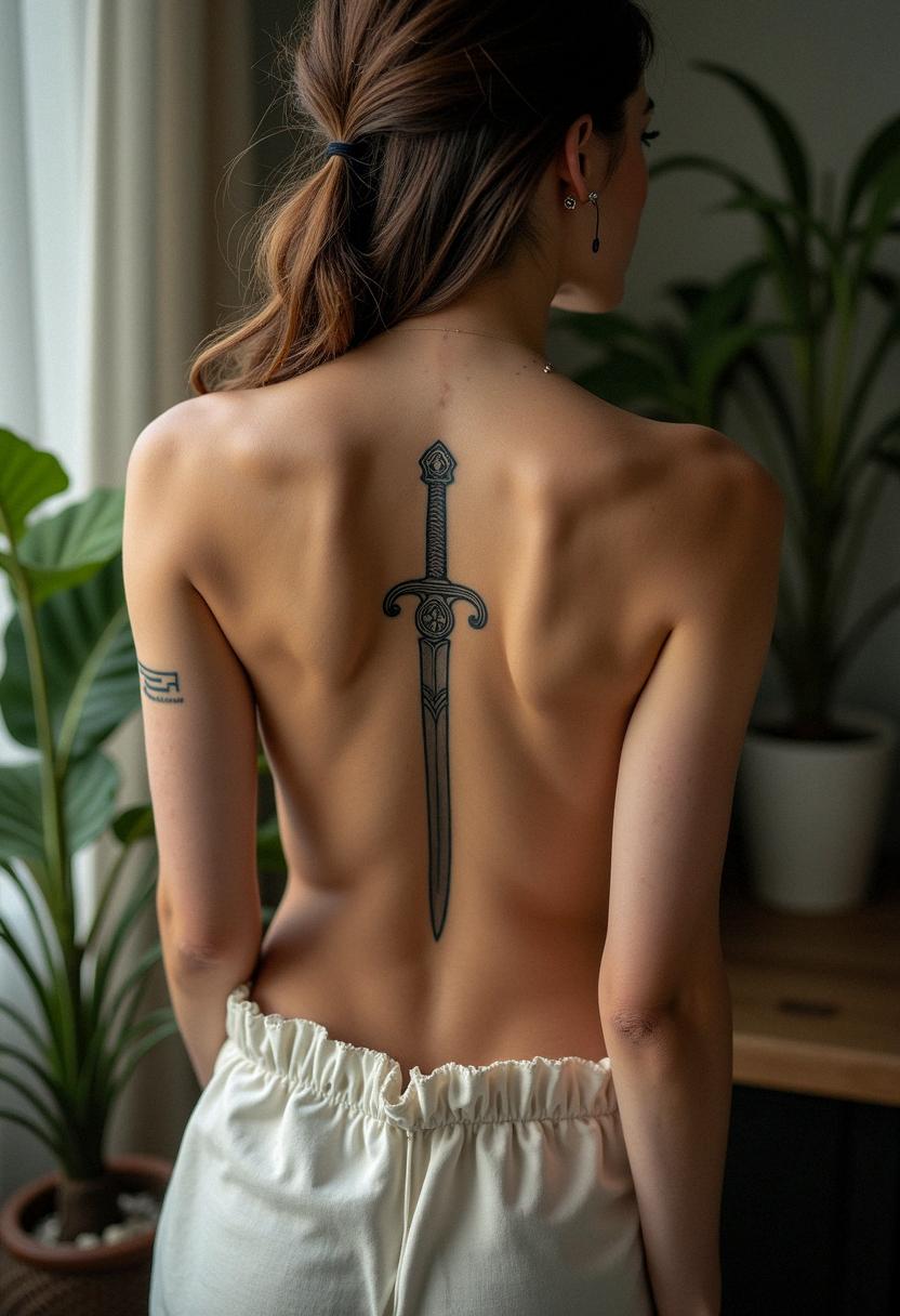 sword back tattoo