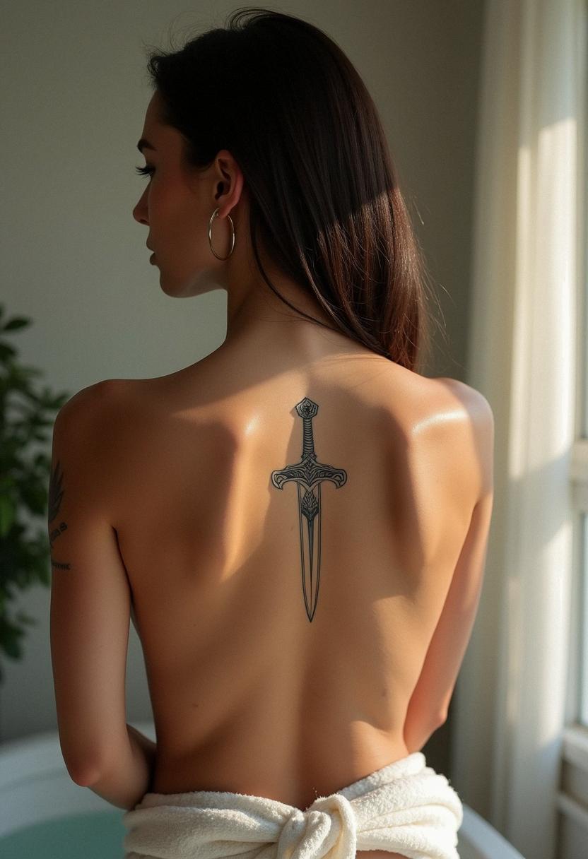 sword back tattoo