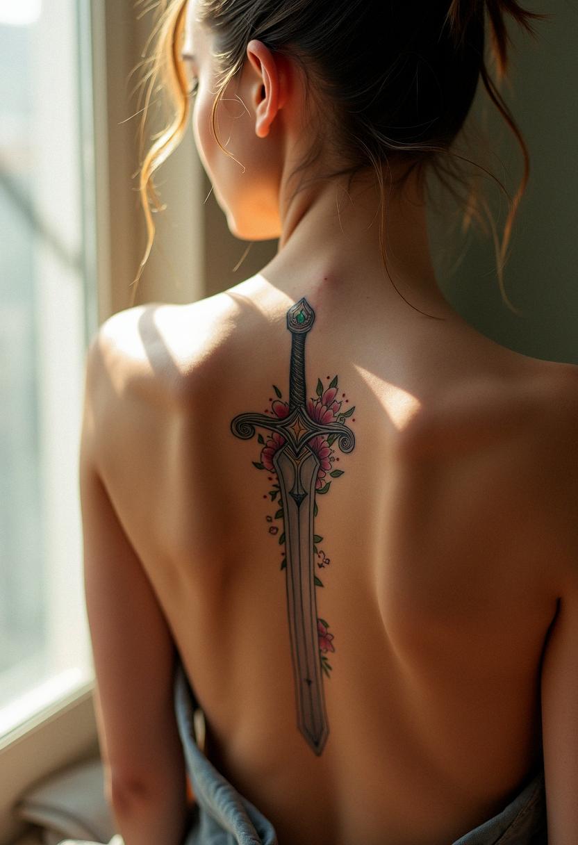 sword back tattoo