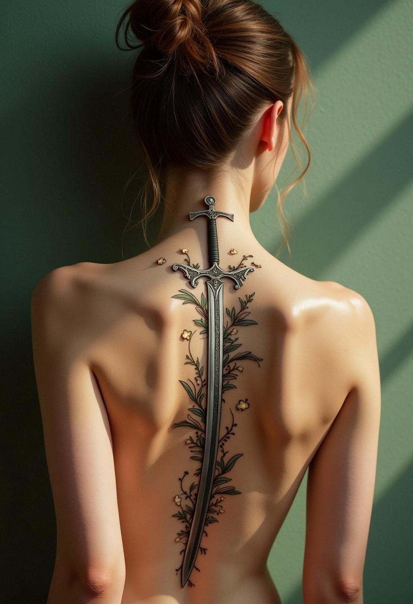 sword back tattoo