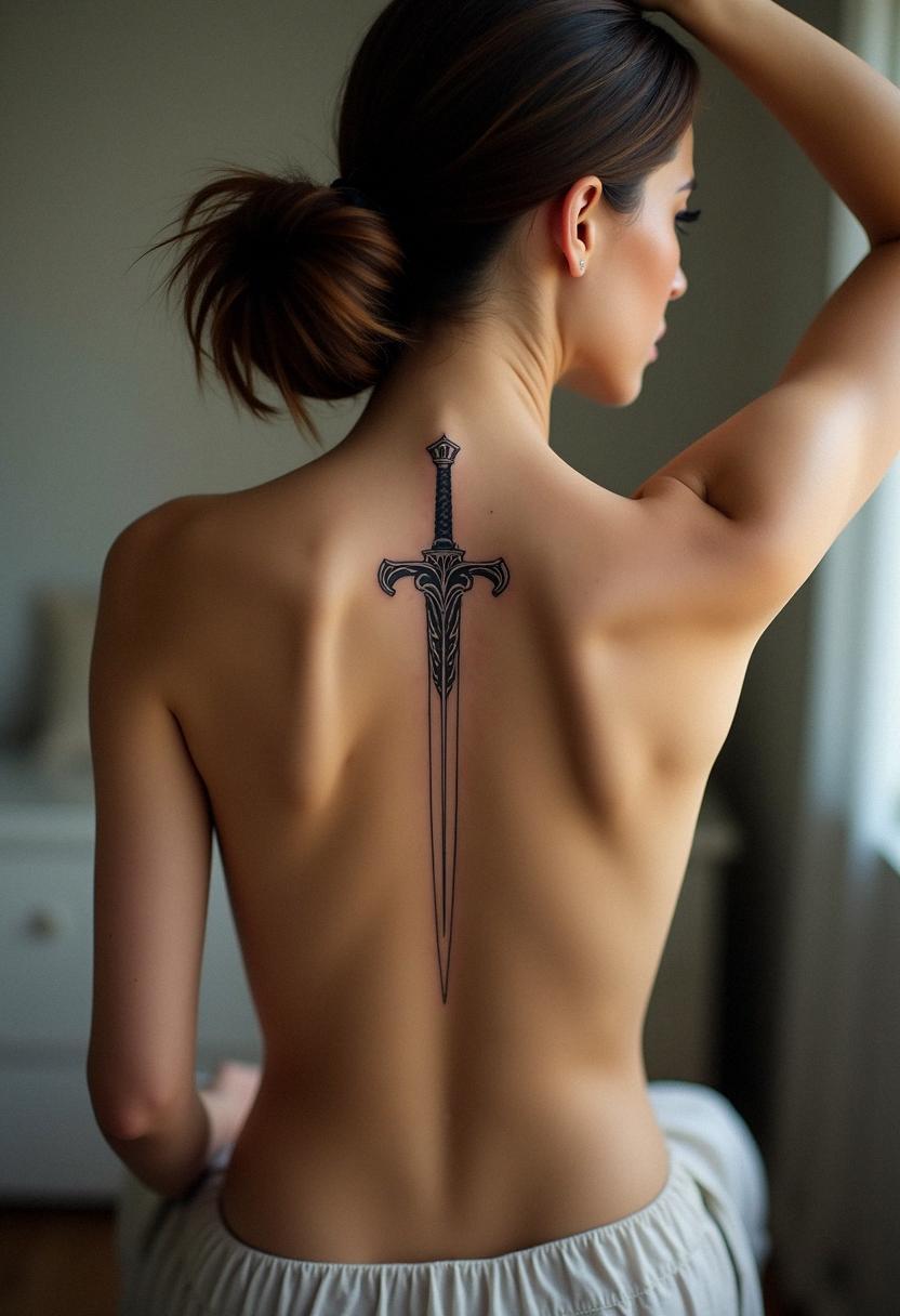 sword back tattoo