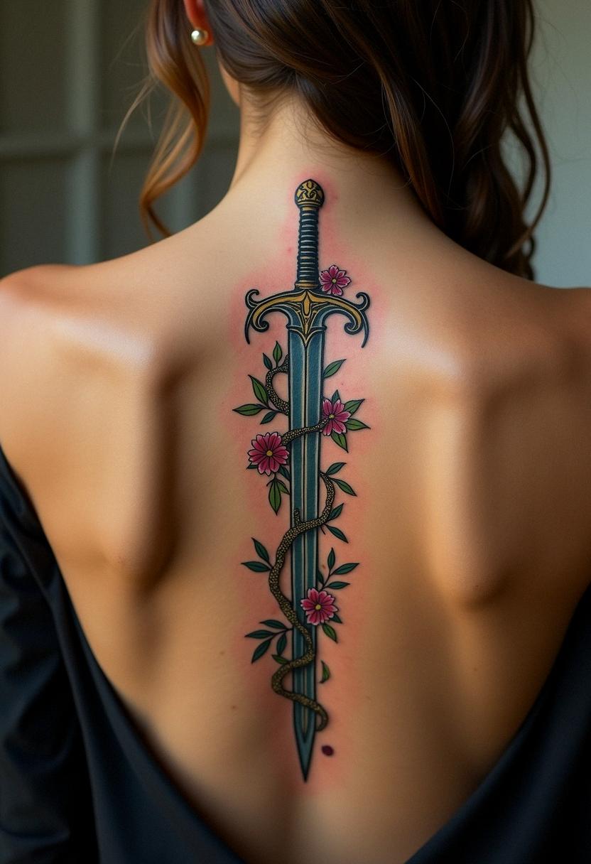 sword back tattoo