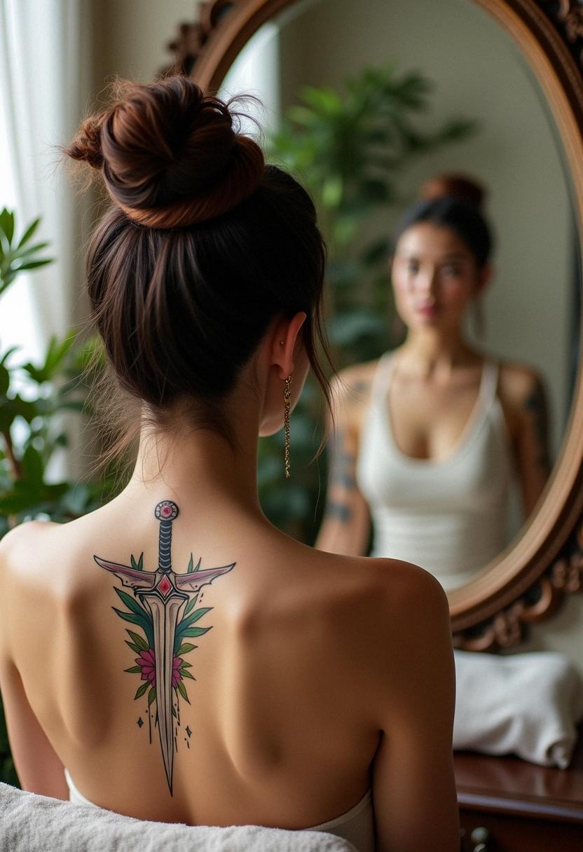 sword back tattoo