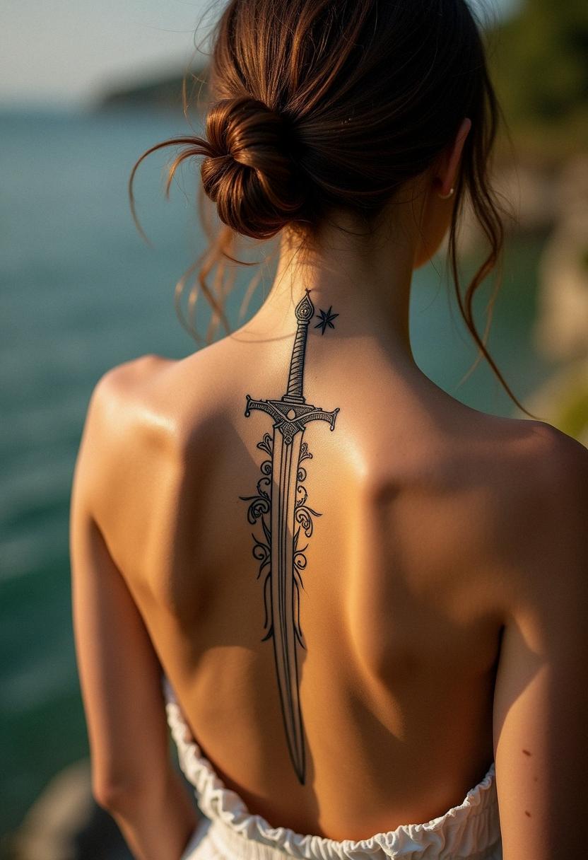 sword back tattoo