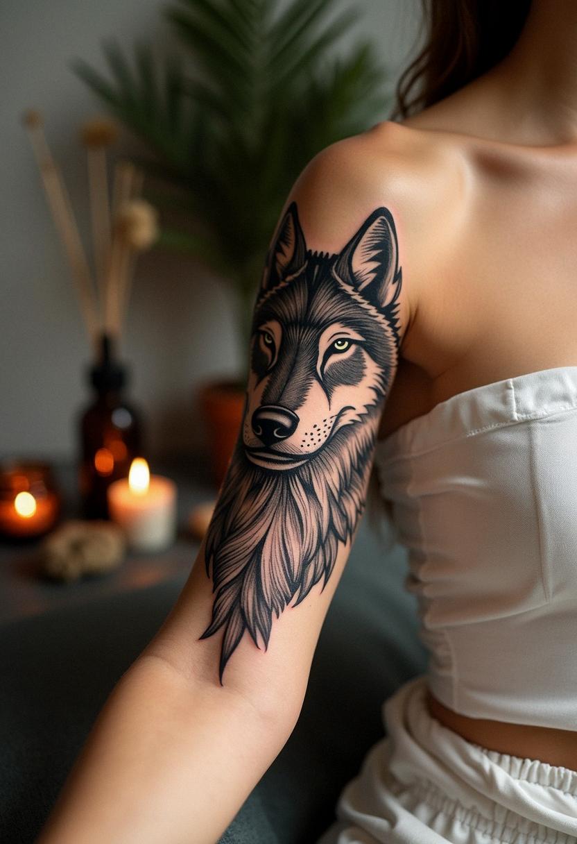 tribal wolf tattoo