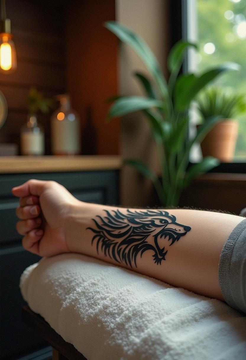 tribal wolf tattoo