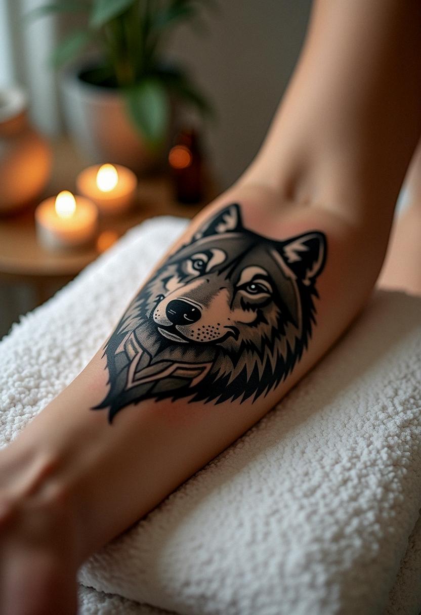 tribal wolf tattoo