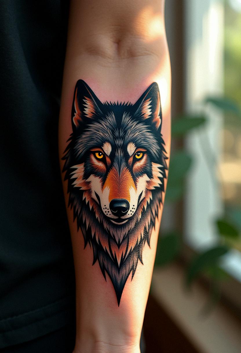 tribal wolf tattoo