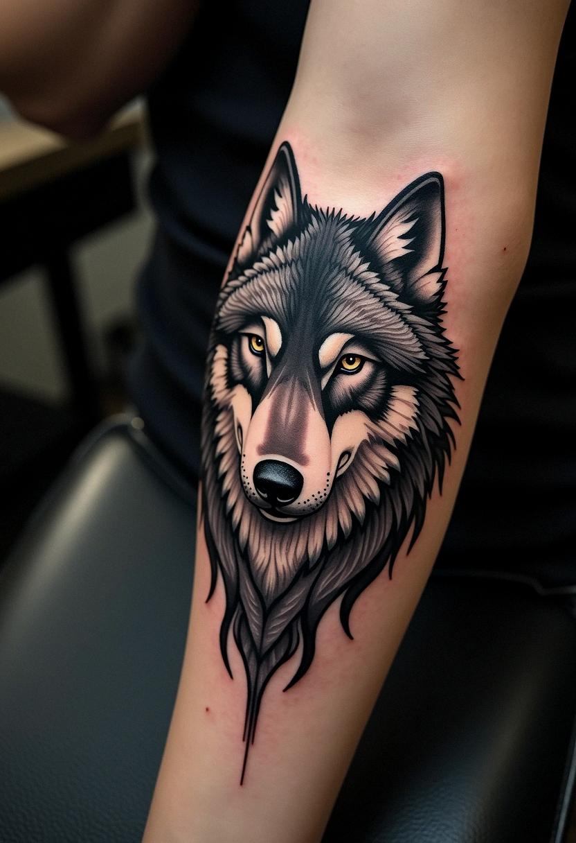 tribal wolf tattoo