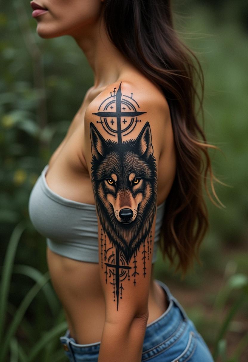 tribal wolf tattoo