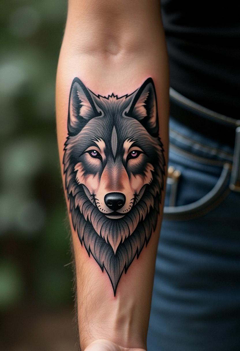 tribal wolf tattoo