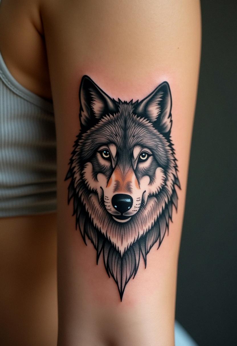 tribal wolf tattoo
