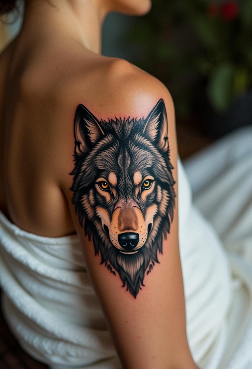 tribal wolf tattoo