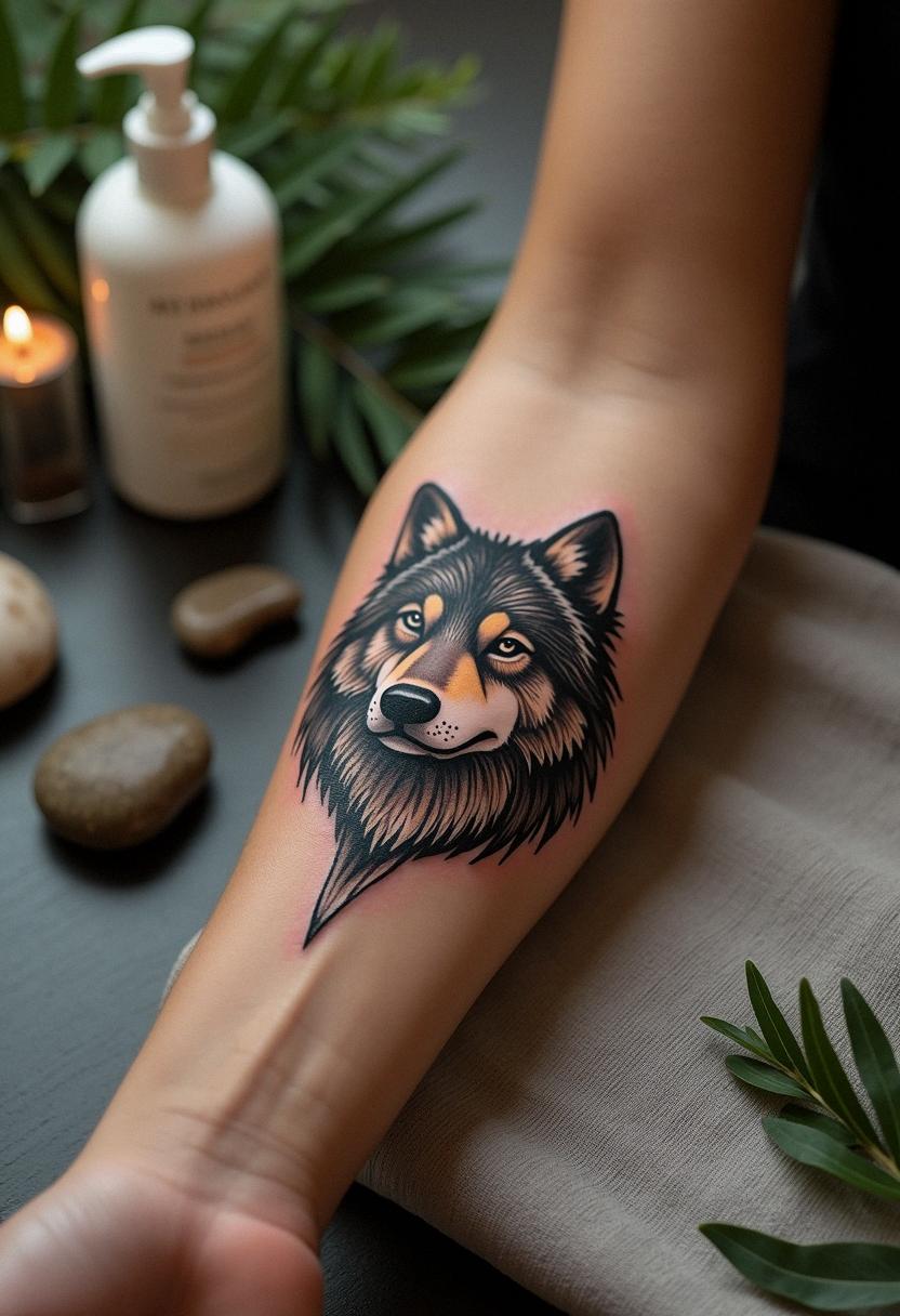 tribal wolf tattoo