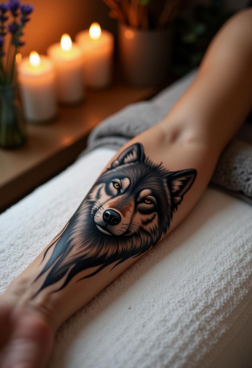 tribal wolf tattoo