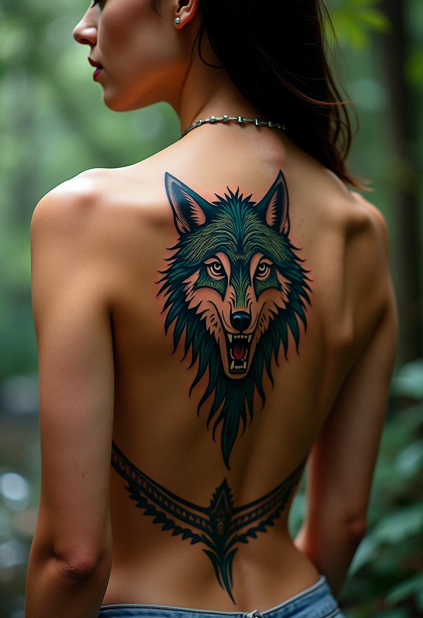 tribal wolf tattoo