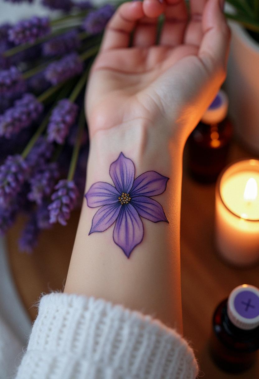 violet tattoo flower
