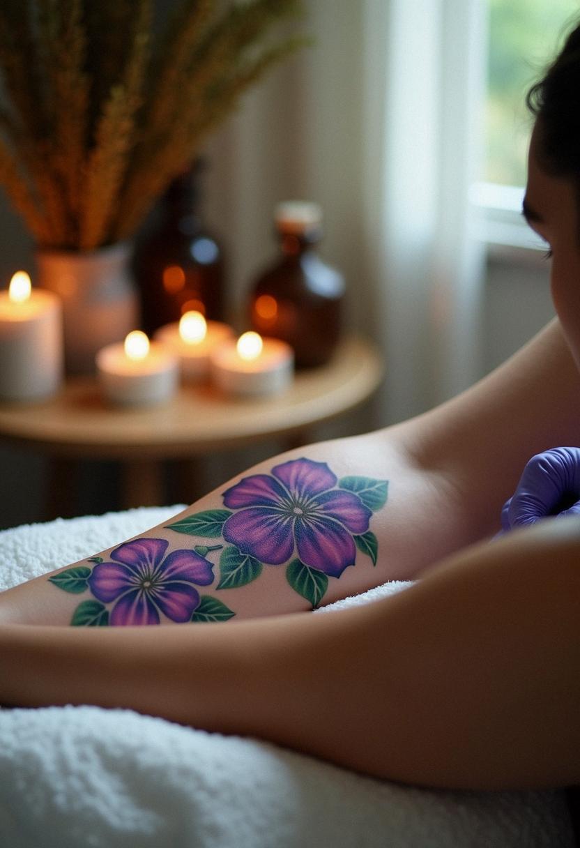 violet tattoo flower
