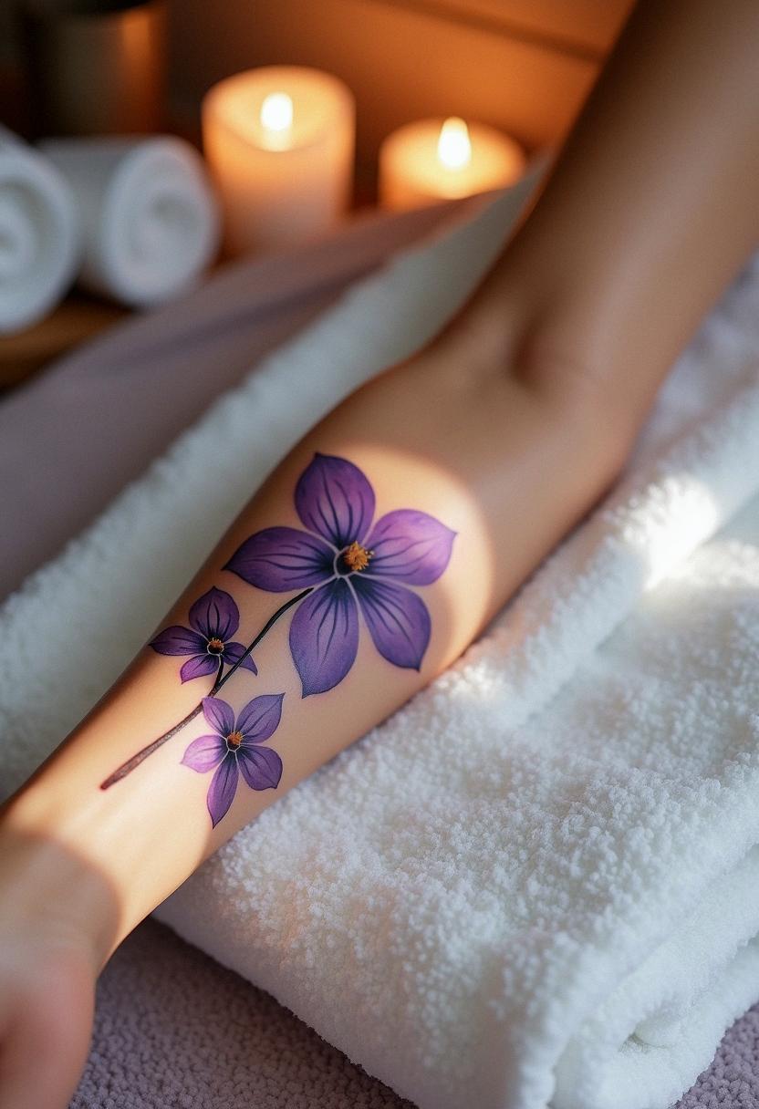 violet tattoo flower