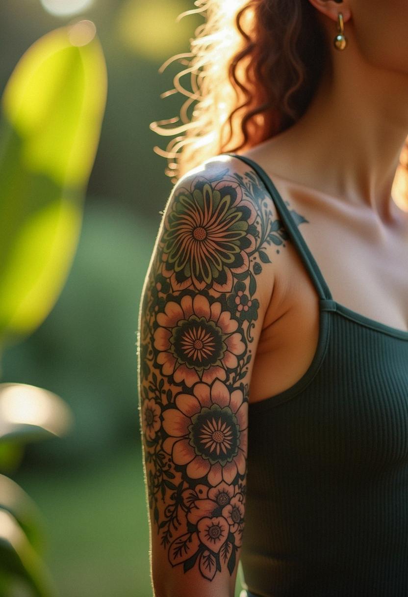 woman sleeve tattoos