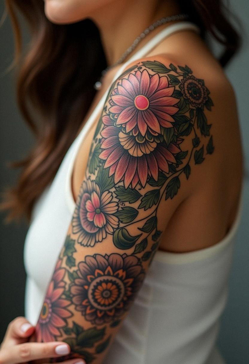 woman sleeve tattoos