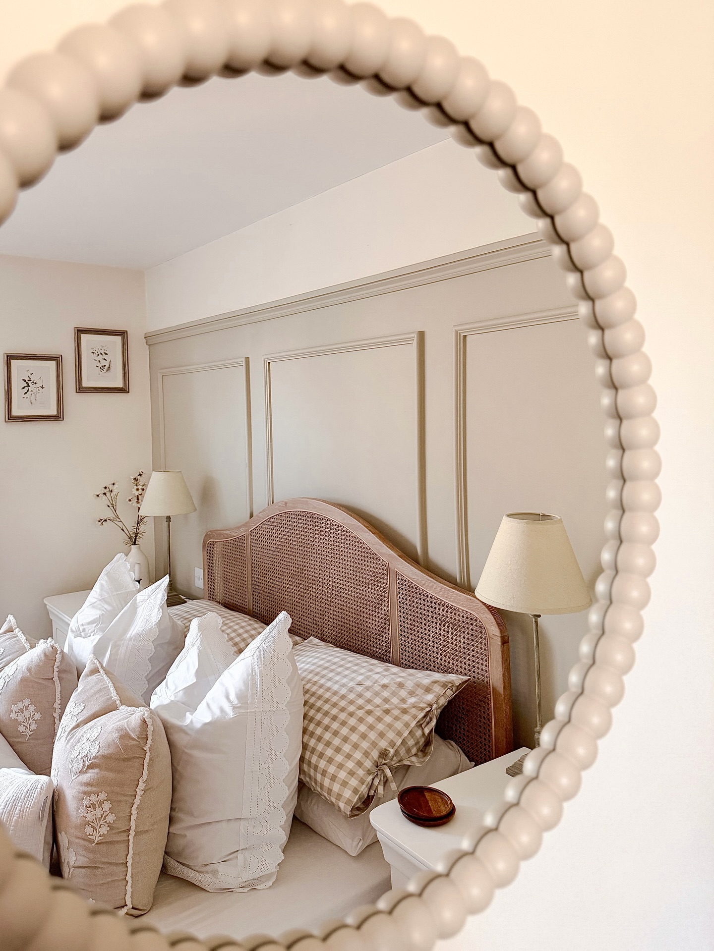 blush pink and grey bedroom