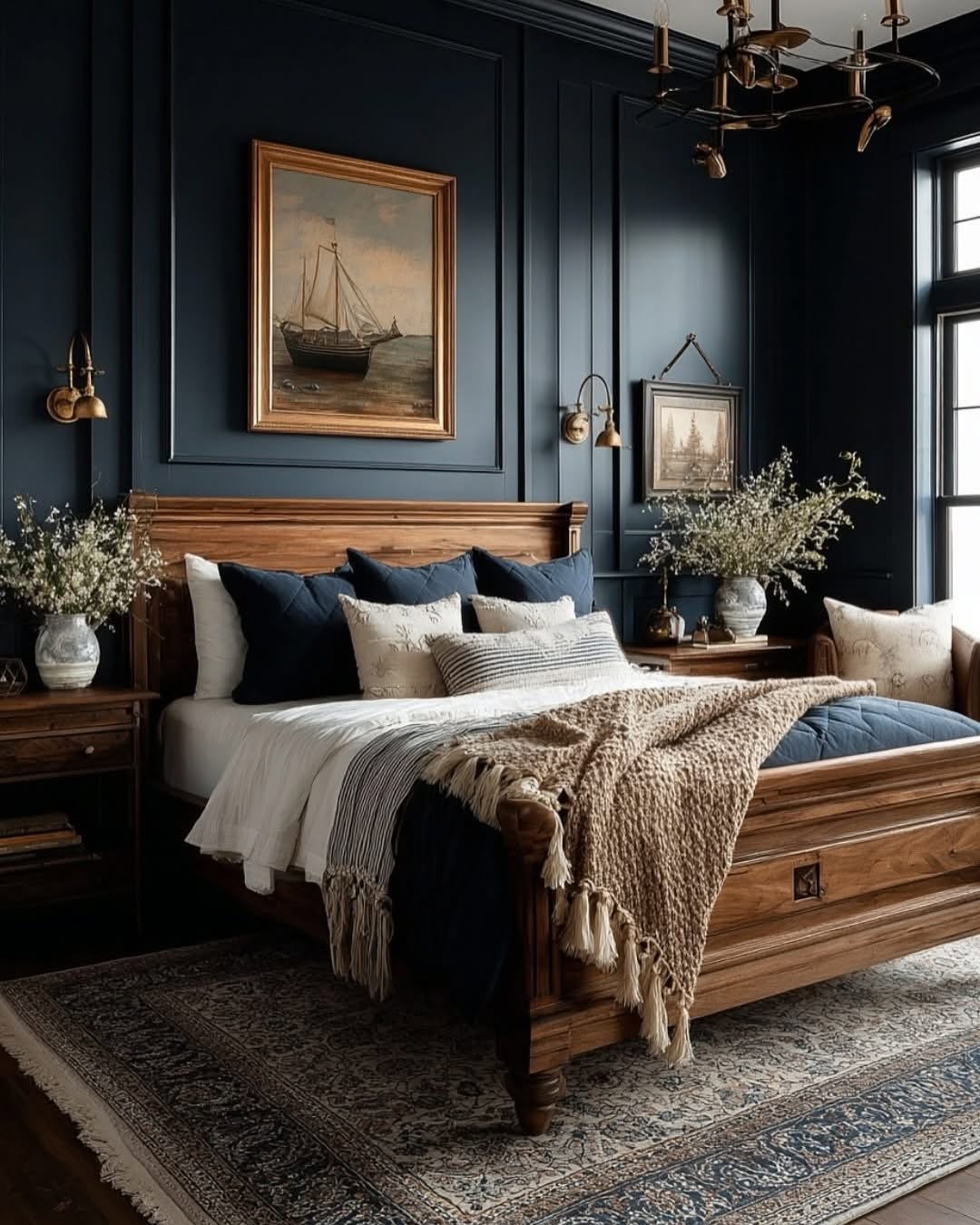 dark blue bedroom