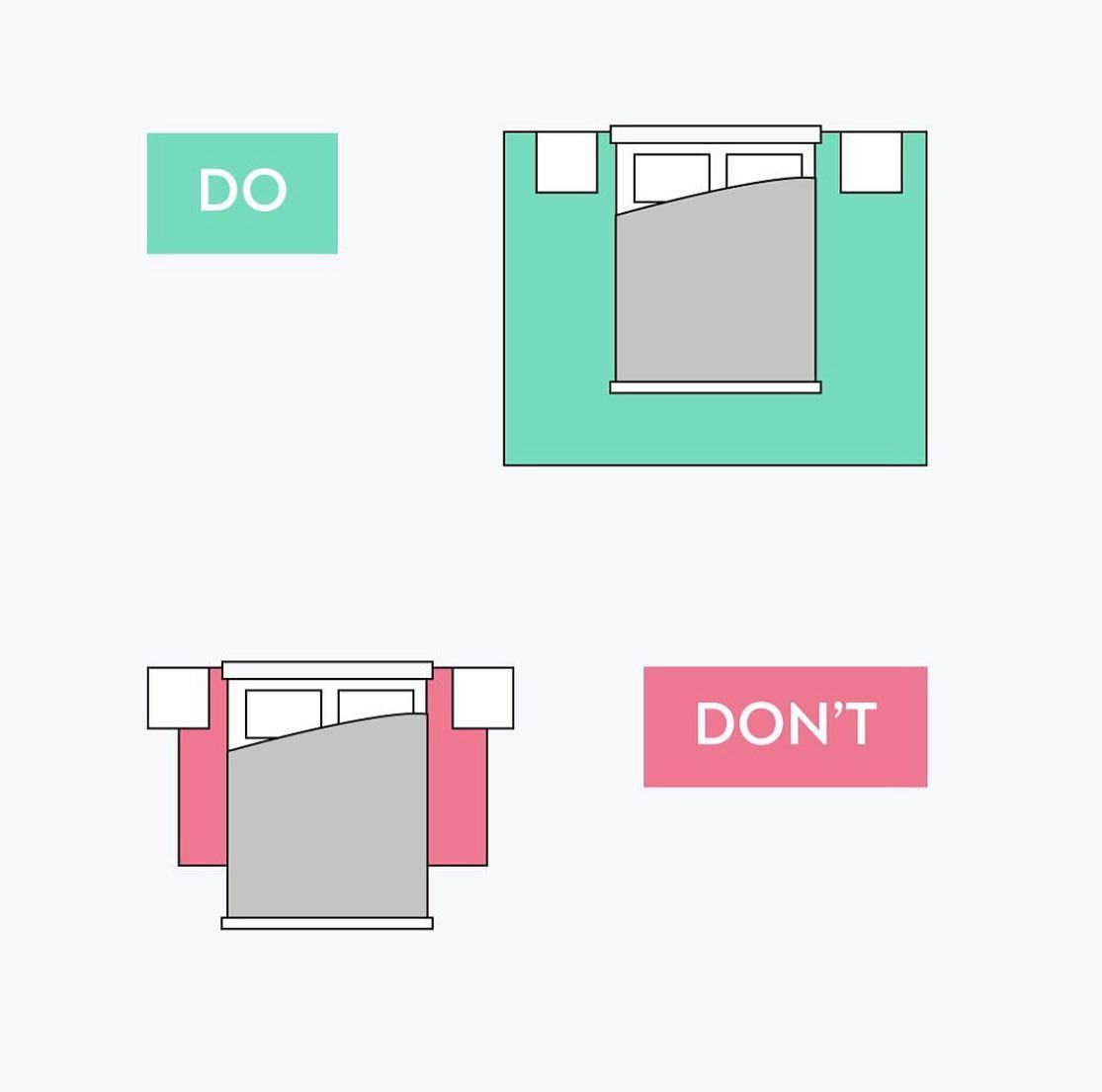 bedroom rug placement