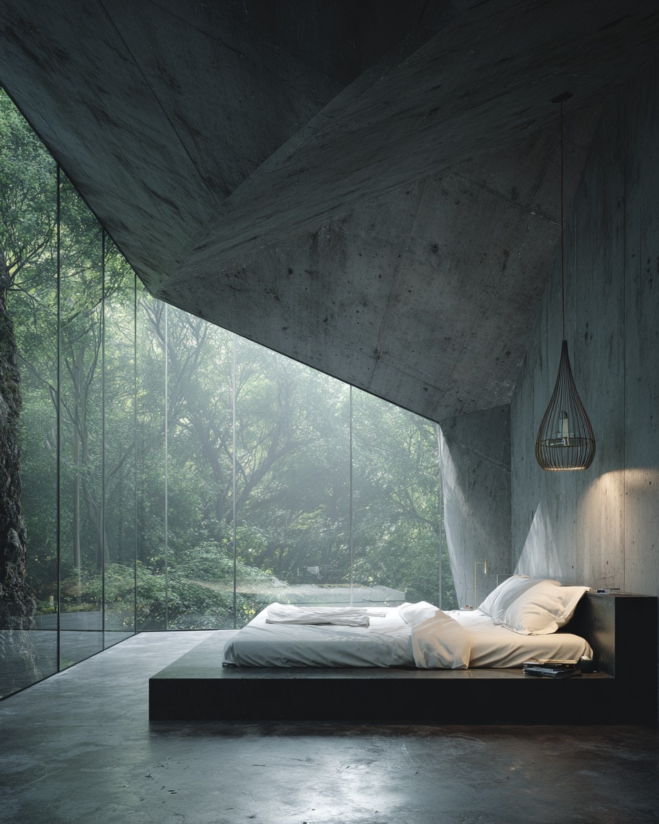 concrete wall bedroom