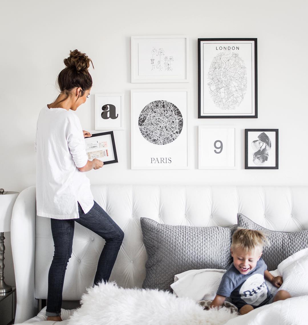 bedroom gallery wall