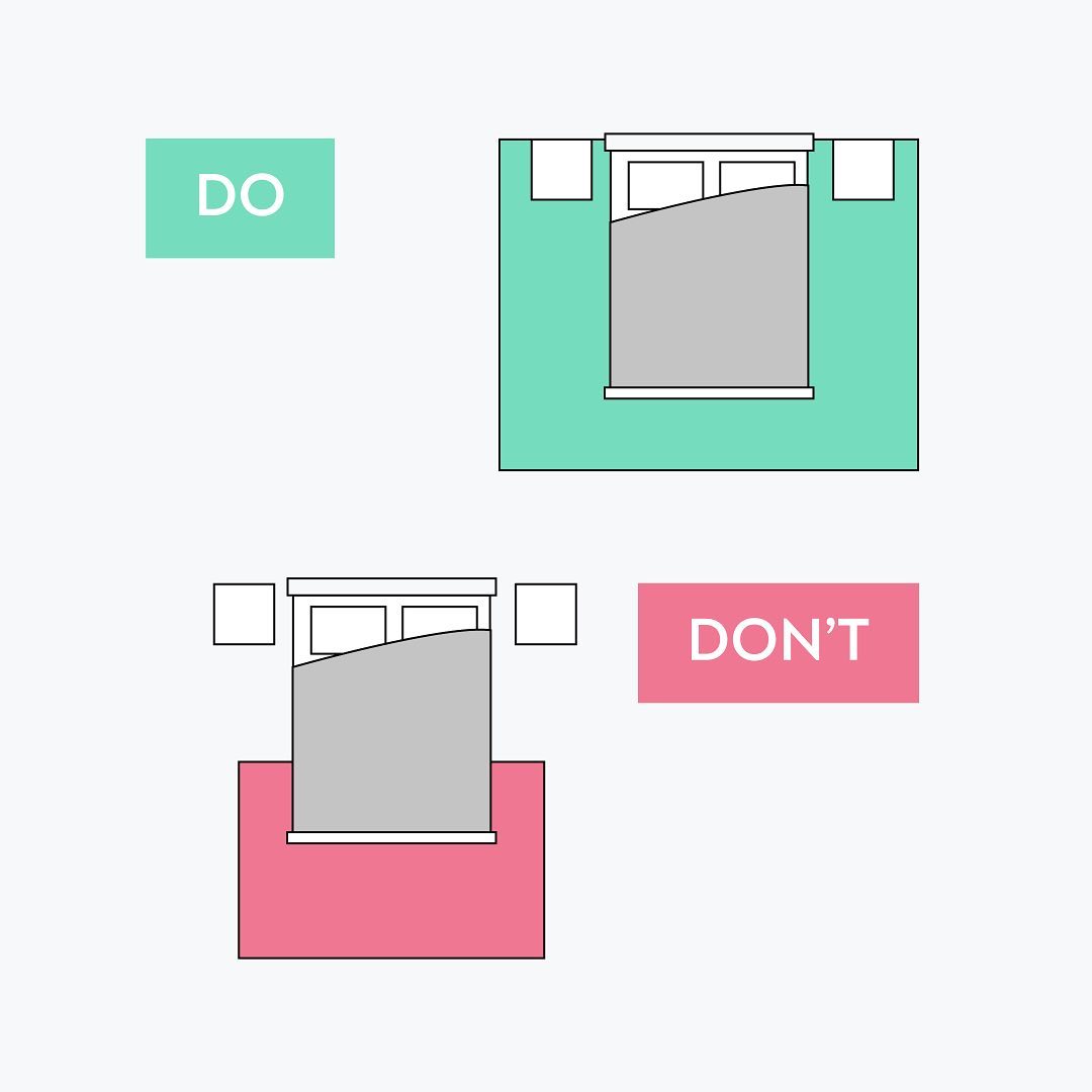 bedroom rug placement