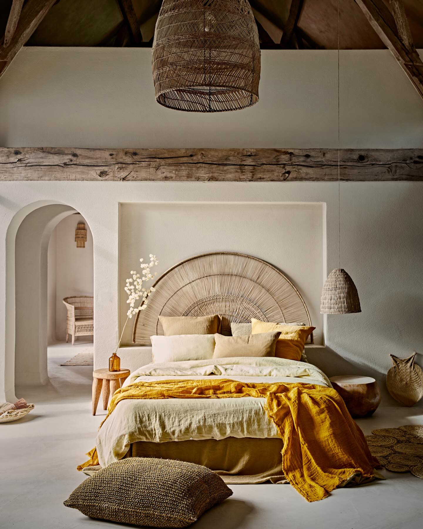 rattan headboard bedroom