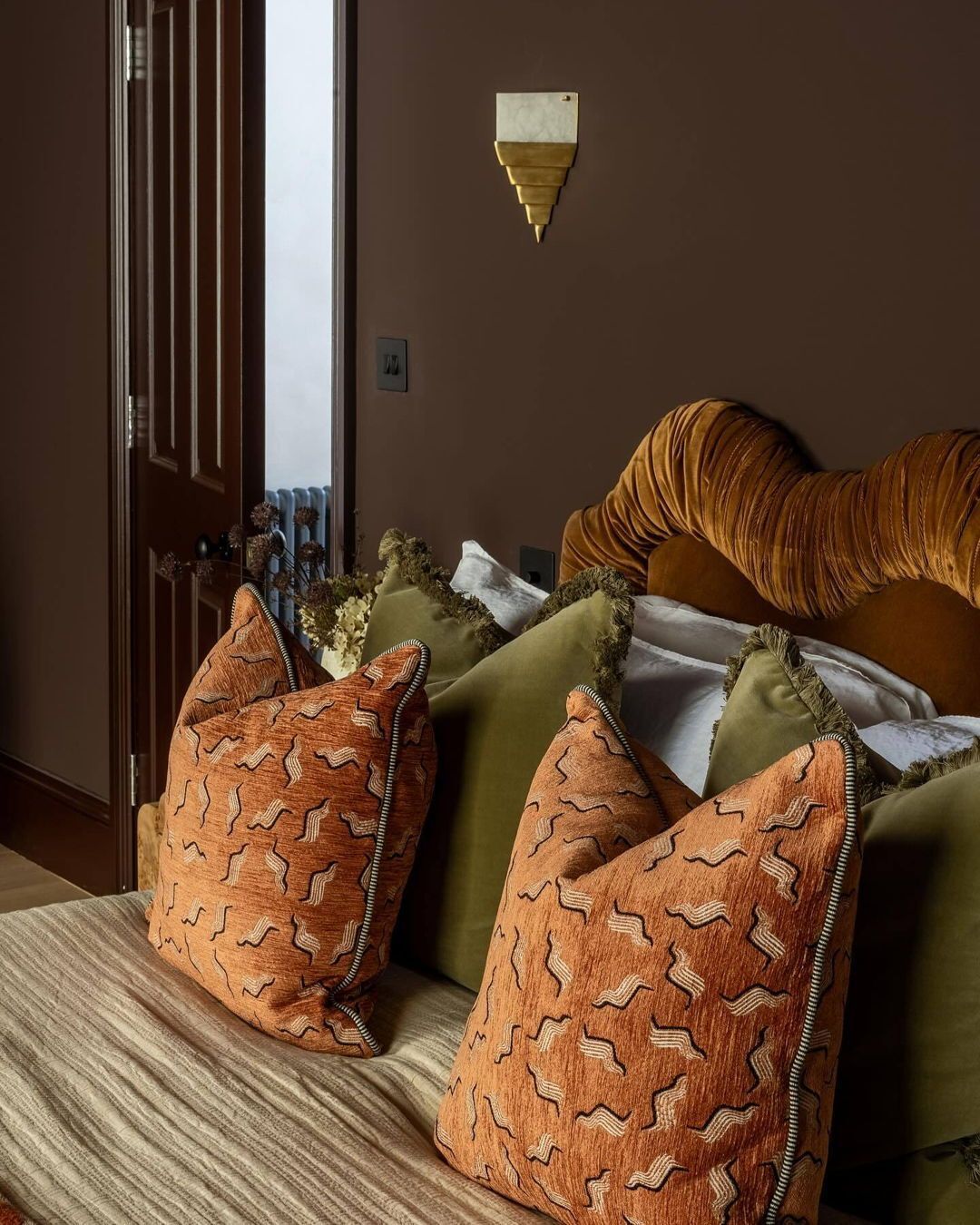 velvet headboard bedroom