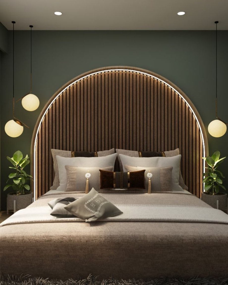 wooden headboard bedroom