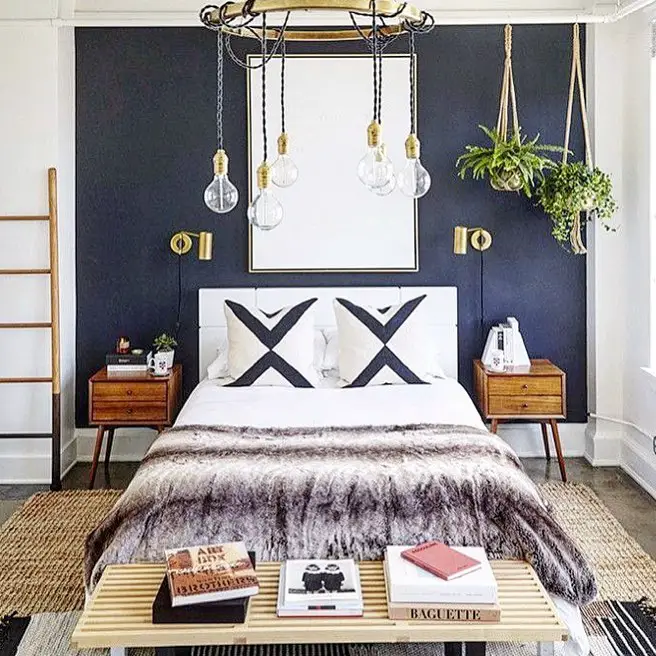 dark blue bedroom