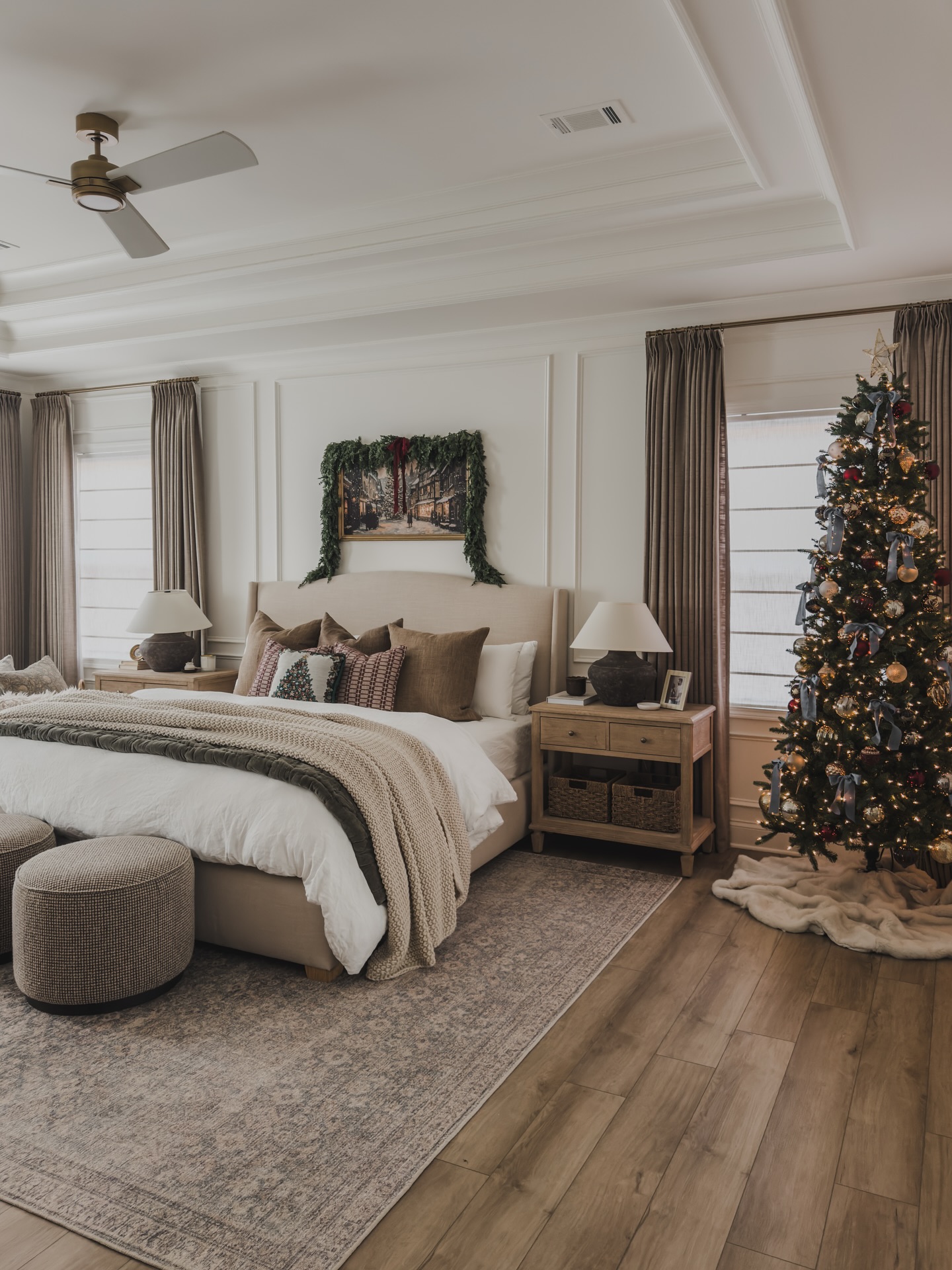 brown and cream bedroom