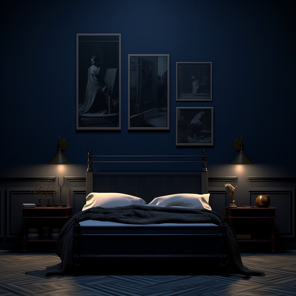 dark blue bedroom