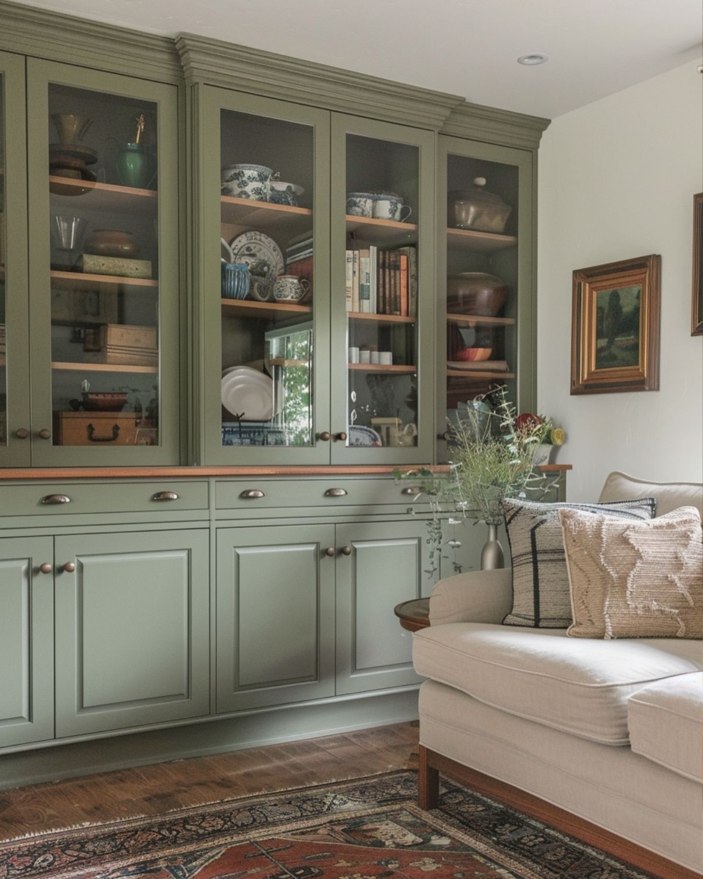 sage green living room