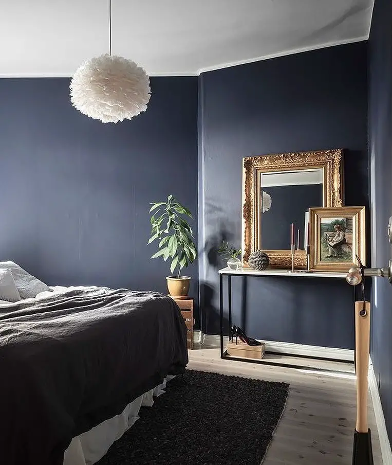dark blue bedroom