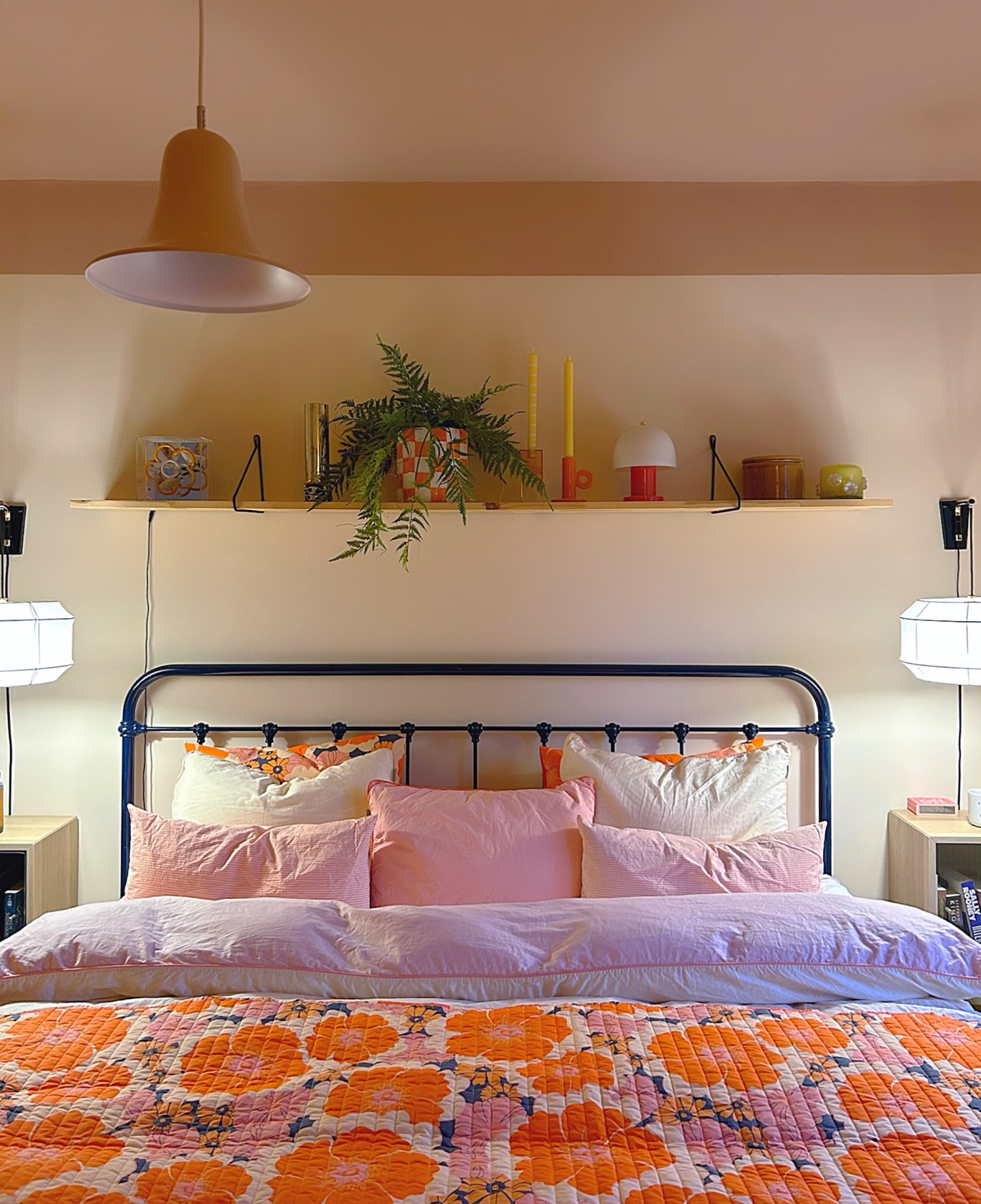 blush pink and grey bedroom