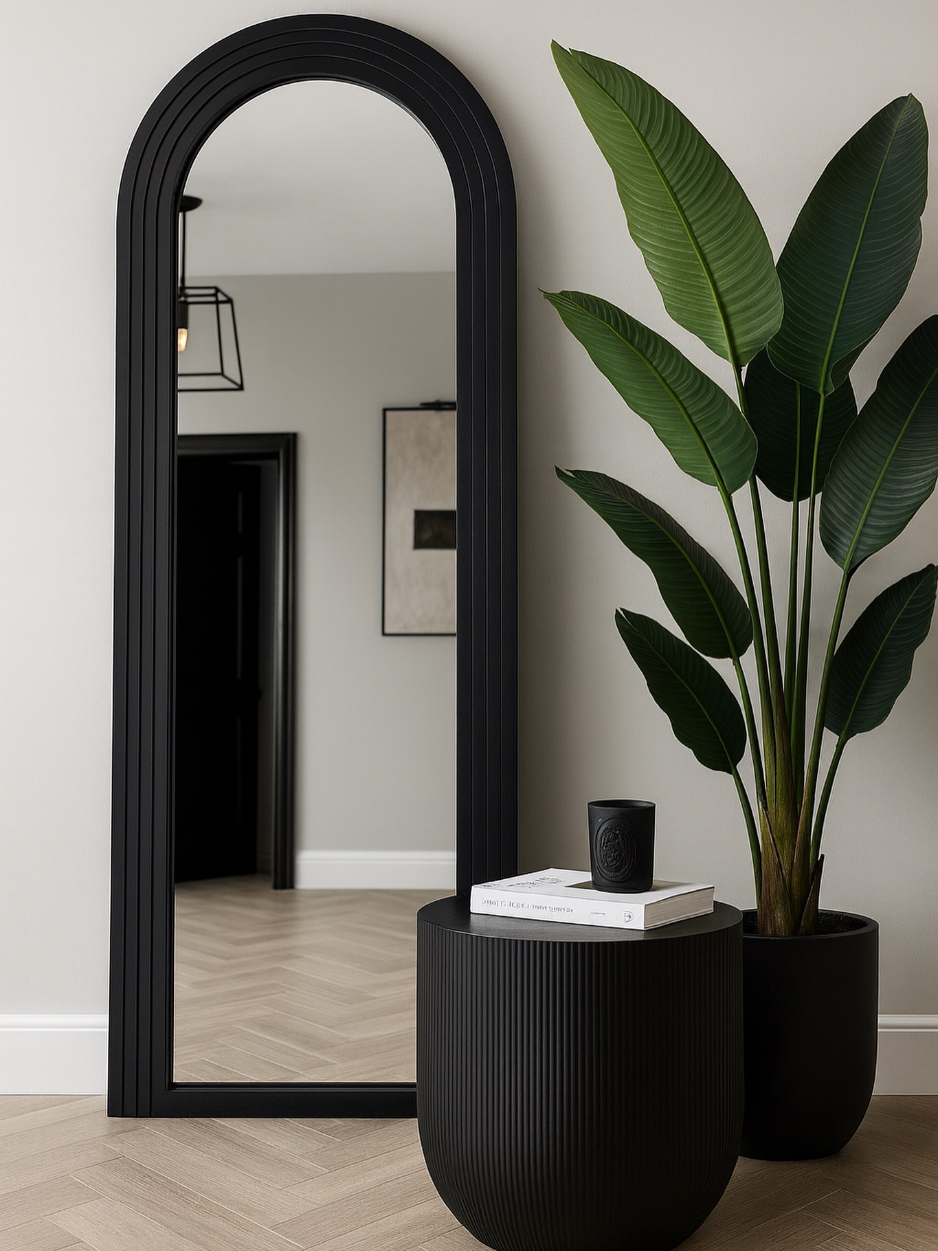 arched mirror living room