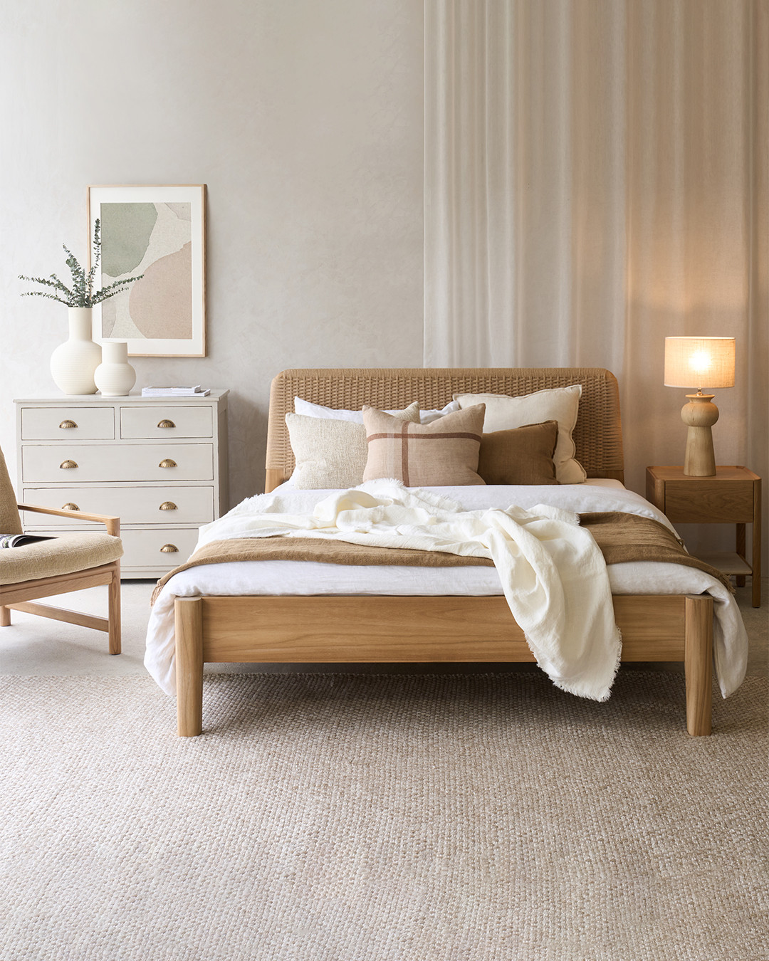 wooden headboard bedroom