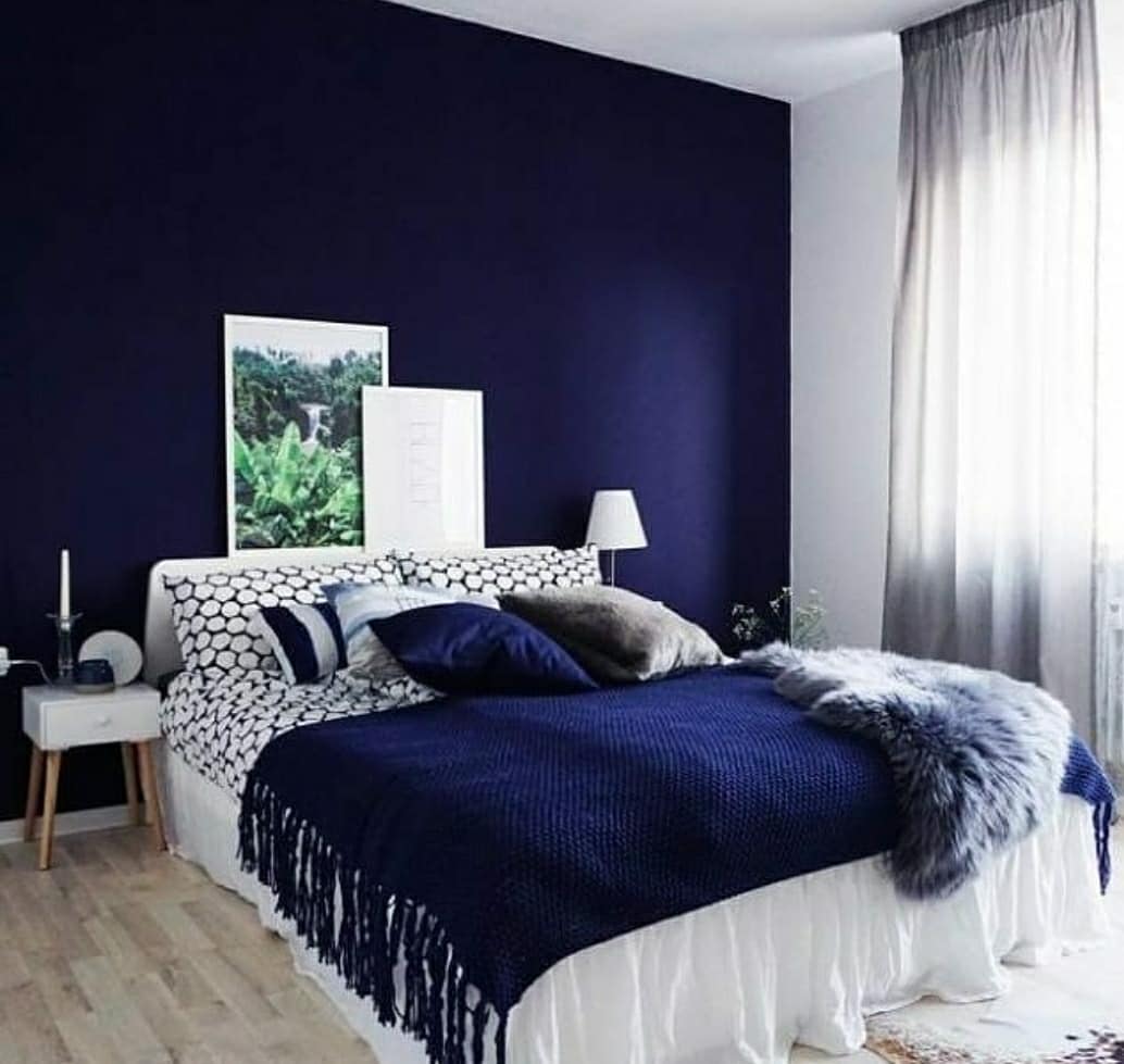 dark blue bedroom