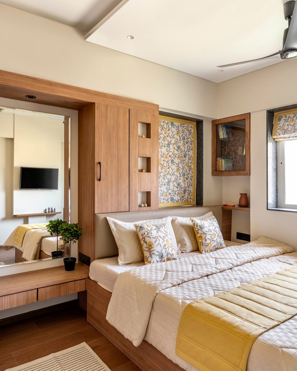 wooden headboard bedroom