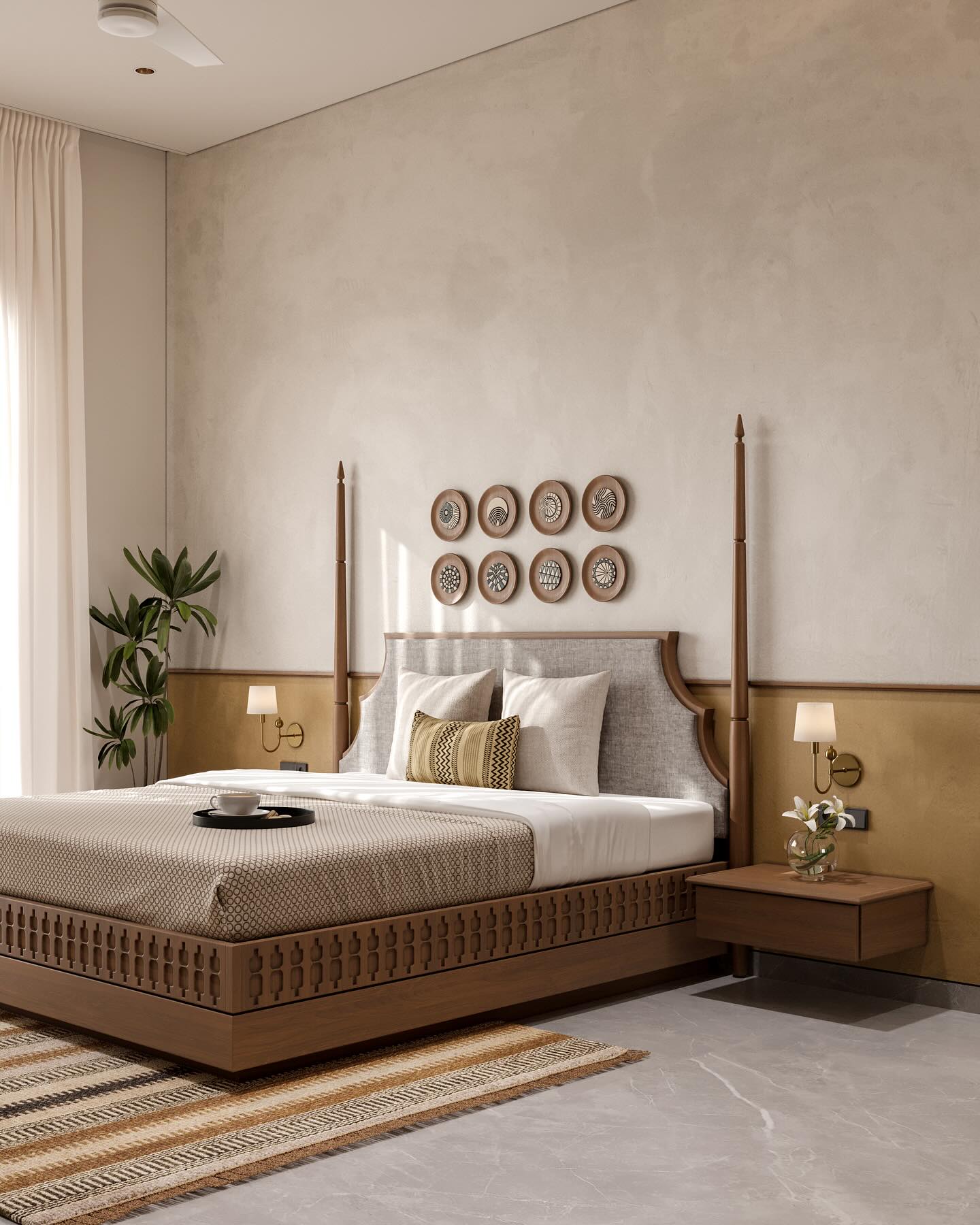 wooden headboard bedroom