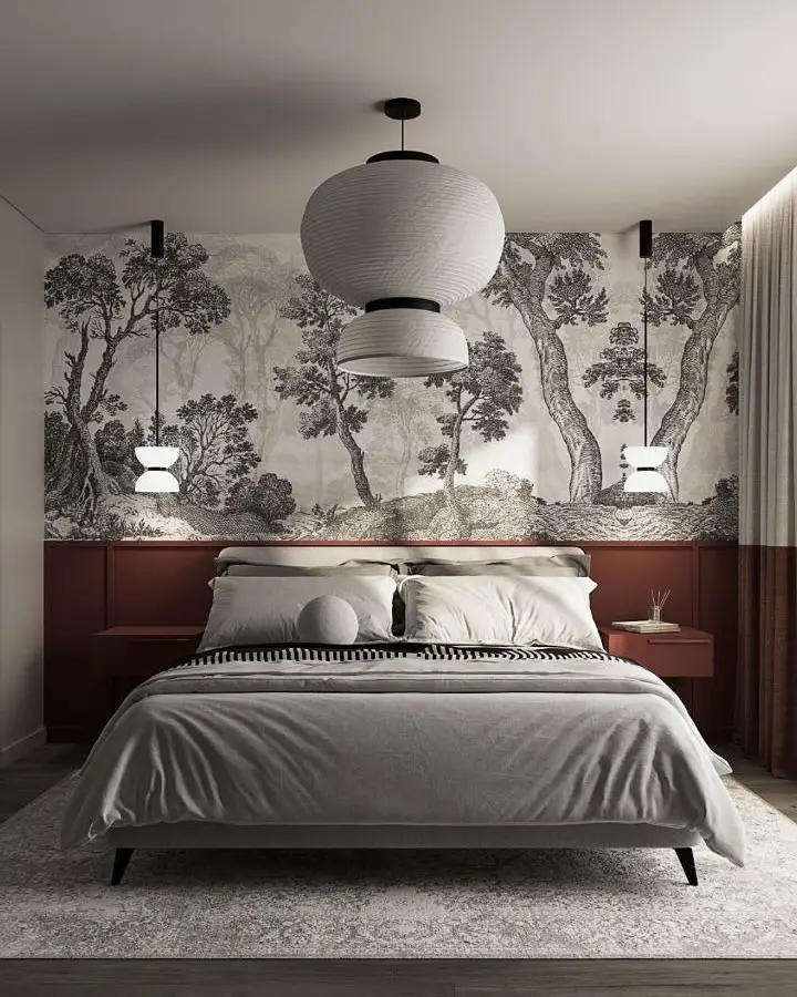 wooden headboard bedroom