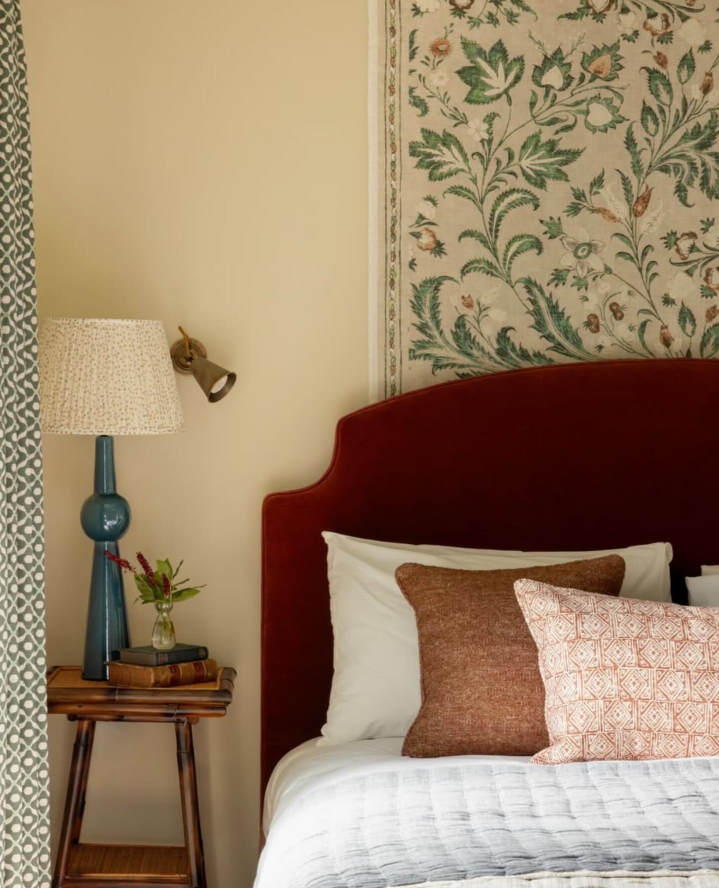 velvet headboard bedroom