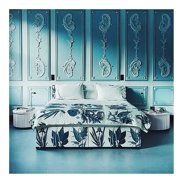 monochromatic blue bedroom