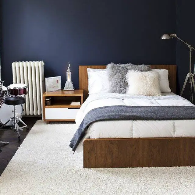 dark blue bedroom